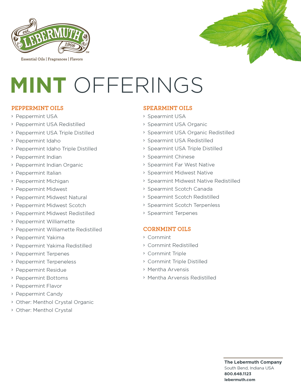 Lebermuth Mint Offerings